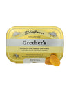 metal tin of grethers sugarfree elderflower pastilles for throat and voice 